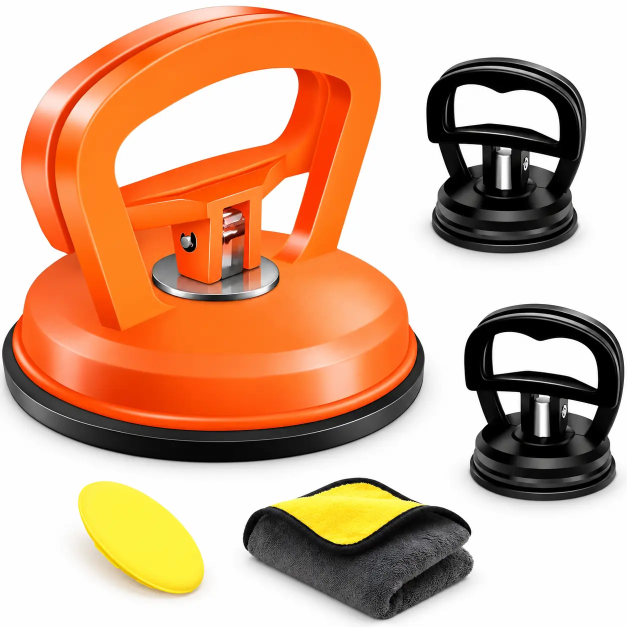 5-Piece Car Dent Puller Kit, Powerful Suction Cup Dent Remover Tool, 1 Large & 2 Small Dent Pullers with Microfiber Towel & Sponge Pad, Auto Body Dent Repair Kit for Cars and Smooth Surfaces