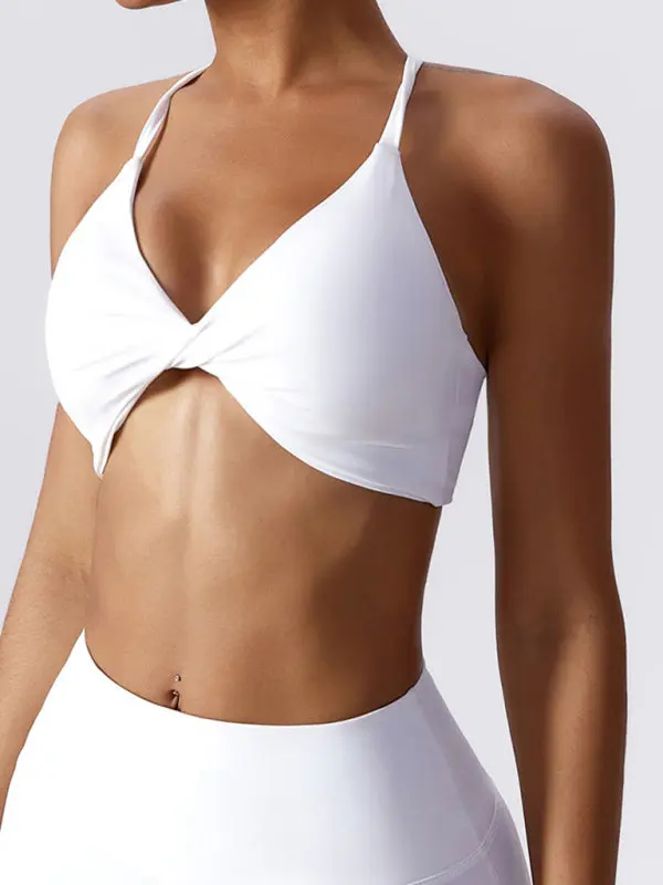 Sexy knotted thin strap workout bra