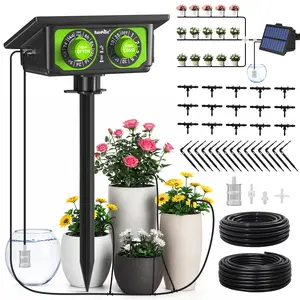 RAINTPOINT's new solar drip irrigation kit, an automatic indoor and outdoor irrigation system, easy DIY plant watering controller, 6 timer modes, anti-siphon device - with an upgraded version featuring WIFI. An ideal choice for gardening enthusiasts.