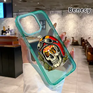 Phone case for iPhone 16 Pro Max 15 Plus 14 13 12 11 Desert Biker Skull Anti-Yellowing Shockproof durable ultra-thin Crystal Cover