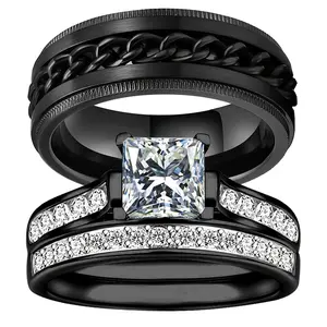 Couples Rings Set - Black Wedding Bands for Men and Women, Comfort Fit, Hypoallergenic, Scratch-Resistant, and Durable Engagement Rings for Him and Her