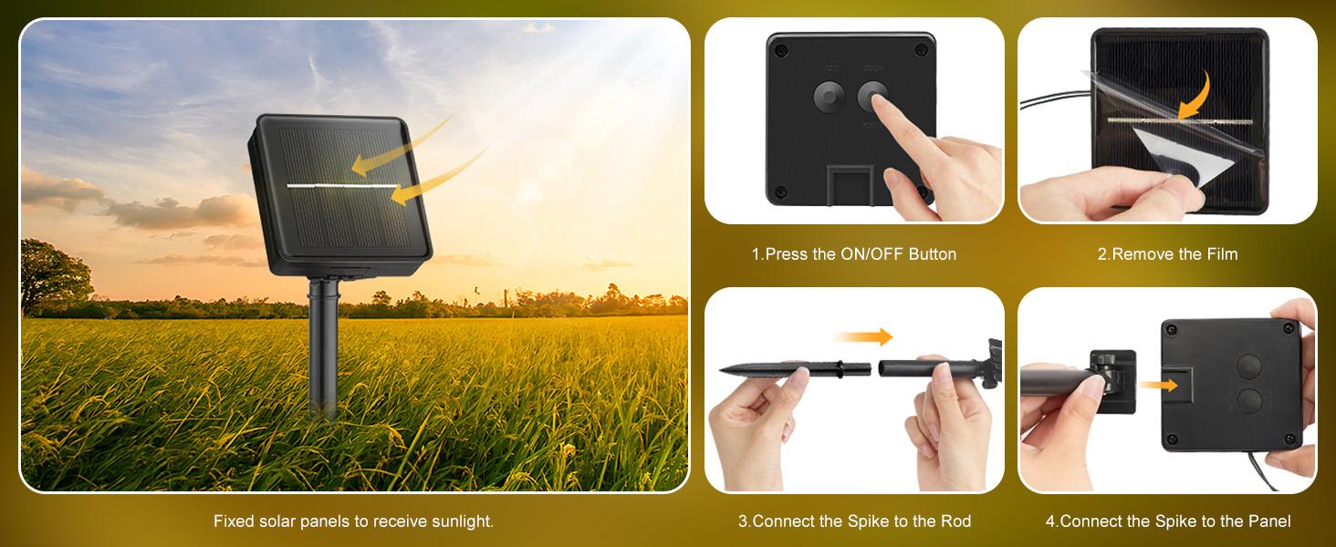 Minetom Solar String Lights for Outside, 33Ft 100 LED Outdoor Solar Fairy Lights, 8 Modes Balcony Lights for Tree Patio Christmas Party Wedding Decor (Warm White)