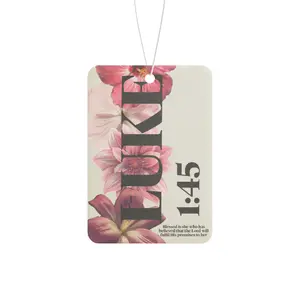 3pcs GlitterCutie Red Flowers Blessed is she who has believed that the Lord will fulfil His promises to her LUKE 1:45 Car Freshie Bible Girls Car Air Freshener Hanging Car Decoration