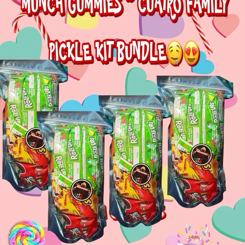 Munch Gummies ~  CUATRO FAMILY Pickle Kit BUNDLE Snack