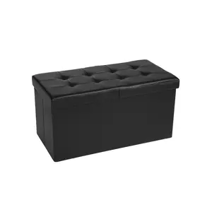 SONGMICS Folding Ottoman Bench with Flipping Lid