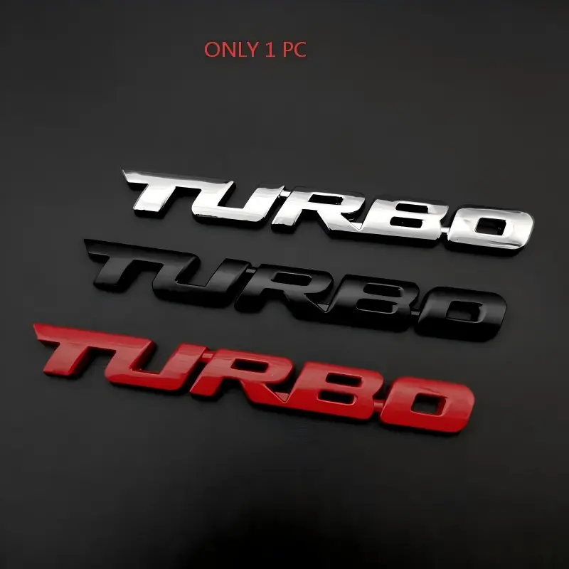 Turbo Turbocharger Metal Sticker Car Exterior Badge Rear Trunk Emblem, Self-Adhesive Car Decal Auto Accessories Tailgate Logo Vehicle Exterior Decoration, Universal Car Sticker, Automotive Decals