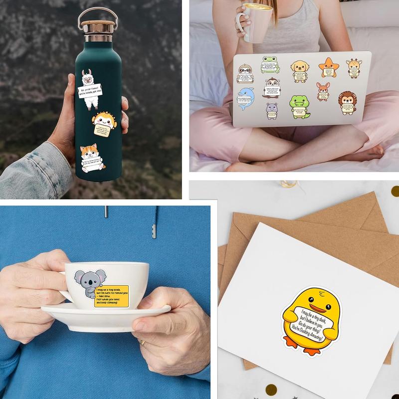 100PCS Unique Emotional Support Animal Stickers No Repeat Motivational Affirmation Waterproof Vinyl Decals for Kids Teens & Adults Cute Journals Water Bottles Self Care Gifts