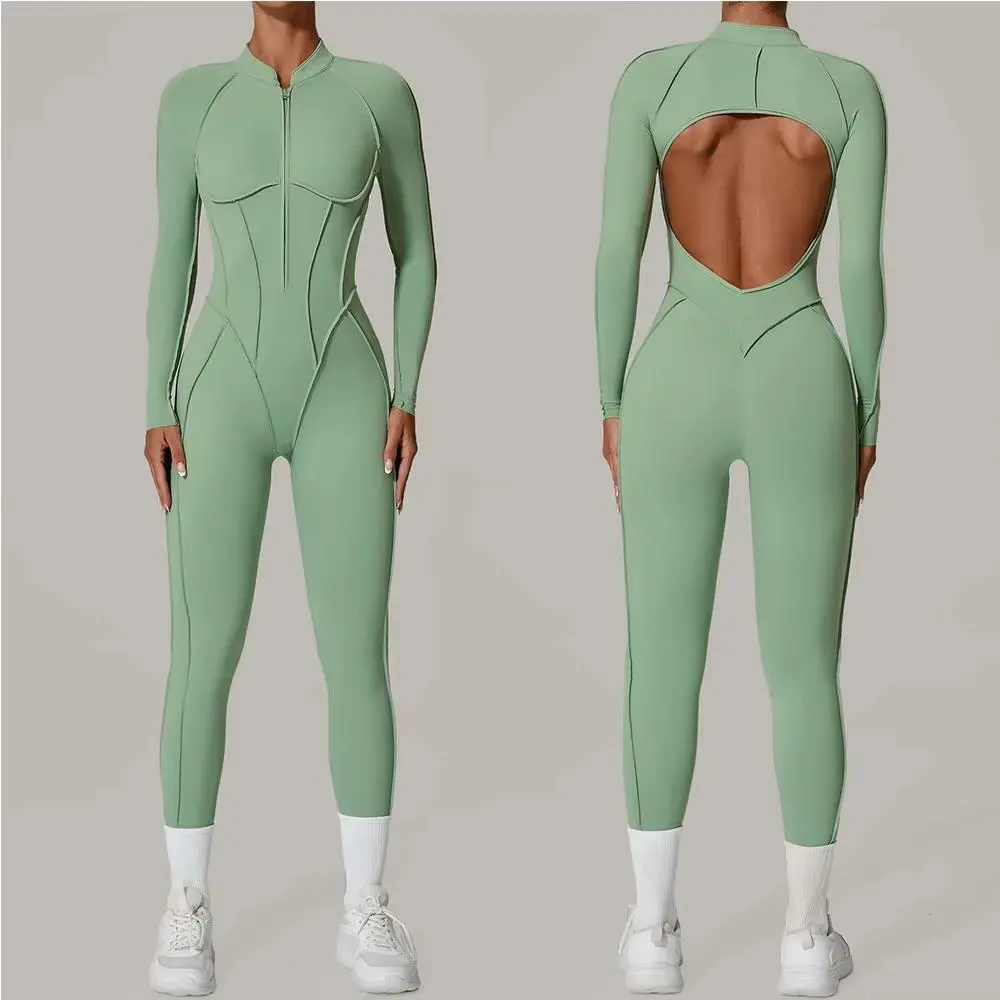 SculptFlex Elite Long Sleeve Bodysuit – Seamless Push-Up Performance \ Long Sleeve Jumpsuit  SWELTERING