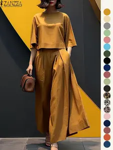 Women's Top & Wide Leg Pants Two-piece Set, Casual Fashion Cozy Three Quarter Length Sleeve Top & Trousers for Daily Outdoor Wear, Ladies Clothes for All Seasons, WomenswearGiftGift