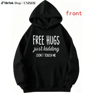 Snug Fit Hoodie with Humor – 100% Free Hugs, Kidding Don’t Touch Me for Men & Women
