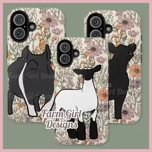 Livestock Pastel Wildflower Tough Phone Cases | iPhone | Heifer | Lamb | Pig