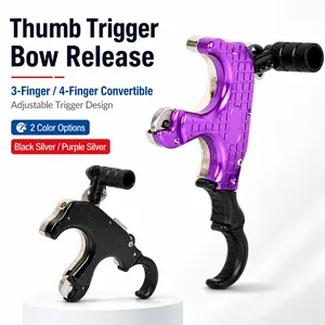 3/4 Finger Thumb Release for Compound Bow, Adjustable Bow Release Aid with Safety Latch, Archery Trigger Release, Aluminum Alloy & Brass