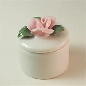 212 MAIN Porcelain Floral Trinket Box - Small Home Decoration, Compact Jewelry Storage Organizer