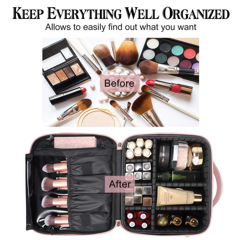 Small Travel Makeup Bag Travel Train Case and Light Mini Travel Make up for Women Train Case Cosmetic Organizer 3 Adjustable Brightness Toiletry Bag Portable Artist Storage Valentine's Day gift