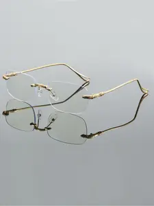 Fashionable Rimless Metal Transparent Glasses, Trendy Cool High-End Style, Perfect for Office Commute Photography, Vintage Look