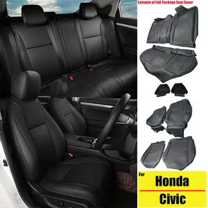 Custom-Fit 5-Seat Faux Leather Car Seat Covers, Full Coverage Front & Rear All-Inclusive Replacement Cushions, Waterproof, Airbag-Safe Automotive Interior Accessories for Civic Sport/LX Hatchback 2022-2026, Car Seat Protectors, Car Interior Kit