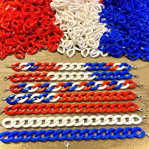 Patriotic Acrylic Hat Chains USA 4th of July Memorial Day Aluminum Party Chains with Lobster Clasps and Jump Rings for American Themed Events