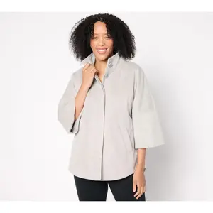 Dennis Basso Herringbone Jacket with Capelet Sleeves