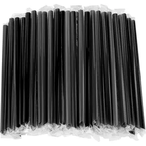 100 count Black Boba Straws  Smoothie Straws,Individually Wrapped Plastic Disposable Wide-mouthed Large Straw(0.43" Wide X 9.45" Long)