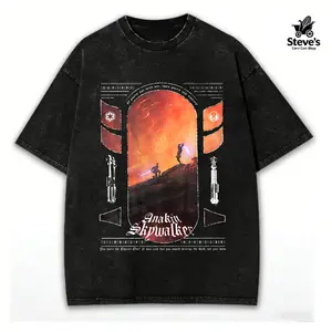washed cotton, Anakin vs Obi Star Battle Front 3  Menswear Gift for Movie Fans Top Apparel Classic Seamless Simple Straight Man Designer Shirts Men's Regular Fit Floral Print Tee Heavyweight Cotton T-Shirts Featuring Epic Panther Design