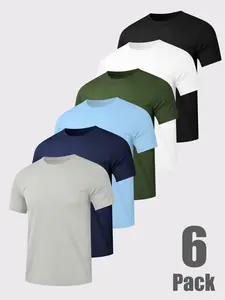 6-piece Men's Quick-dry Sports Short-sleeve T-shirt Set, Breathable and Lightweight, Suitable for Fitness, Running, Basketball, and Soccer. Menswear Top Tshirt