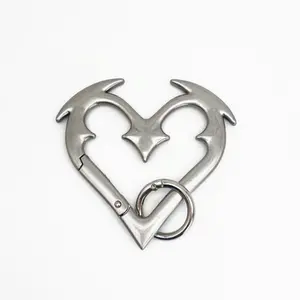 Aeropostale Gothic Heart Carabiner Keychain Heavy Duty Zinc Alloy Bold Statement Design Secure Clasp Fashion Accessory for Keys Bags