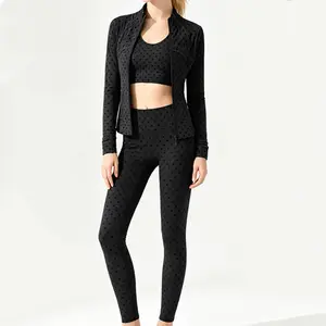 2026 New Polka Dot Compression Yoga Set | Shaping Full-Zip Sports Jacket and High-Waisted Leggings