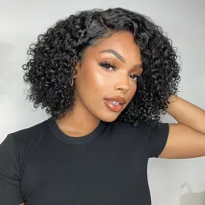 Deep Wave Bob Wig Human Hair 5x5 HD Curly BOB Lace Front Wigs Human Hair Pre Plucked Wear And Go Glueless Short Curly Frontal BOB Wigs for Black Women Wet And Wavy