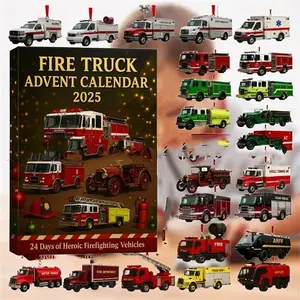 Fire Truck Countdown Calendar, 24 Days Christmas Advent Calendar Blind Box, Fun Fire Trucks for Kids & Collectors, Classic & Modern Design