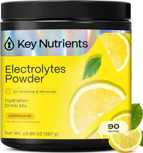 KEY NUTRIENTS Multivitamin Electrolytes Powder No Sugar - Refreshing Lemonade Electrolyte Powder - Sodium & Energy Supplement - Hydration Powder - No Calories - 90 Servings - Made in USA