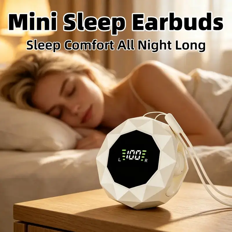 Long Wear Noise Cancellation Function Short Handle Design Active Noise Cancellation Volume Control Headset New Earbuds Mini Invisible Headphone Mini Invisible Headphone Ultra-Thin Body Fitting Ear Cavity Curve Blocks Snoring & Crowd Noise, Charging Headp