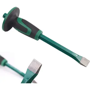 12 Inches (30 cm) Heavy Duty Flat End Chisel with Hand Guard for Demolishing Carving Scaling Breaking Rock Concrete Mortar Stone