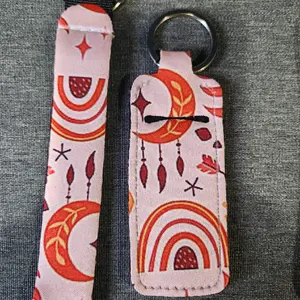 chapstick and wrist fabric keychains