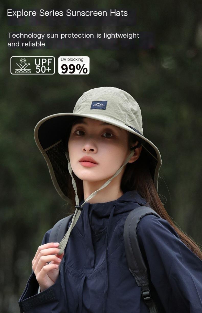 UPF 50+ Sun Hat with Neck Flap, Wide Brim Breathable Quick Dry Fishing Safari Hat, Adjustable UV Protection Summer Hat for Men, Women, Beach, Hiking and Outdoor Use