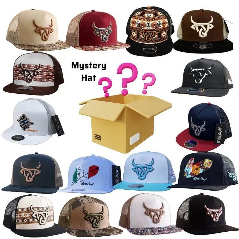 [ BEST 2026 ] Random Mystery One Lost Calf Hat Sent, Cowhide Cheyenne Toro Bravo Gorra Shima Luka FEATHER BLACK Hervey Mexico Flat Trucker Hat