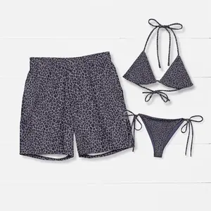 Elegant Tropical His and Hers Matching Swimsuits for Couples - Honeymoon Beachwear, Camo & Surfing Designs