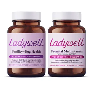 Ladywell Fertility + Prenatal Bundle - Women's Supplement Pack for Conception, Egg Health & Pregnancy Support with CoQ10, Antioxidants & Methylated Folate - Doctor Formulated Fertility Booster - Healthcare