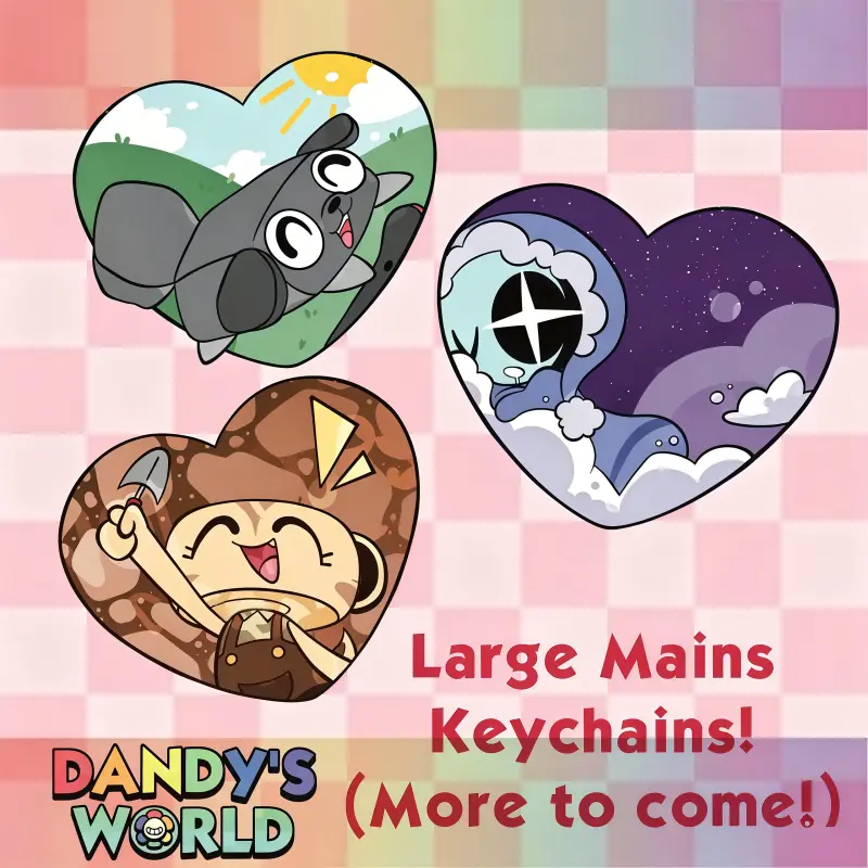 Dandy’s World Bears Keychains! Dandy World Keychain, Pebble Astro Shelly Keychain, Dandy’s World | Roblox Charm
