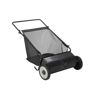 Garvee 21-Inch Lawn Sweeper with 7 CU Large Capacity Collection Bag, 4 Rotating Brushes, Adjustable Height, Durable Steel Frame, and Rubber Wheels for Efficient Grass, Leaf, and Debris Collection