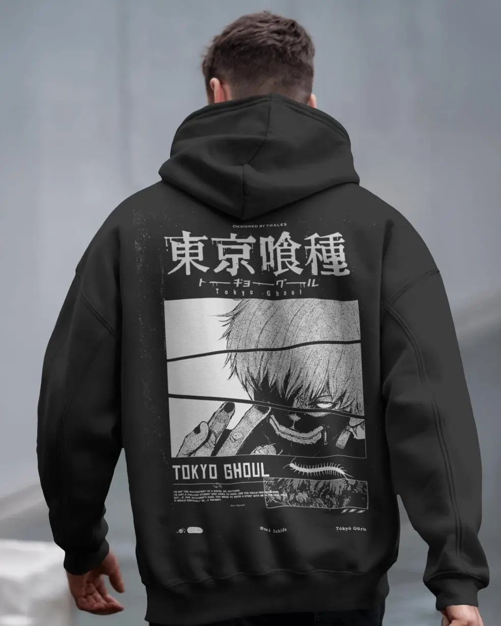 2 Side Tokyo Ghoul Crewneck Sweate, Hoodie, Crewneck T-Shirt, Fit Cotton, Unisex Graphic Shirt, Ken Kaneki Anime, Full Size