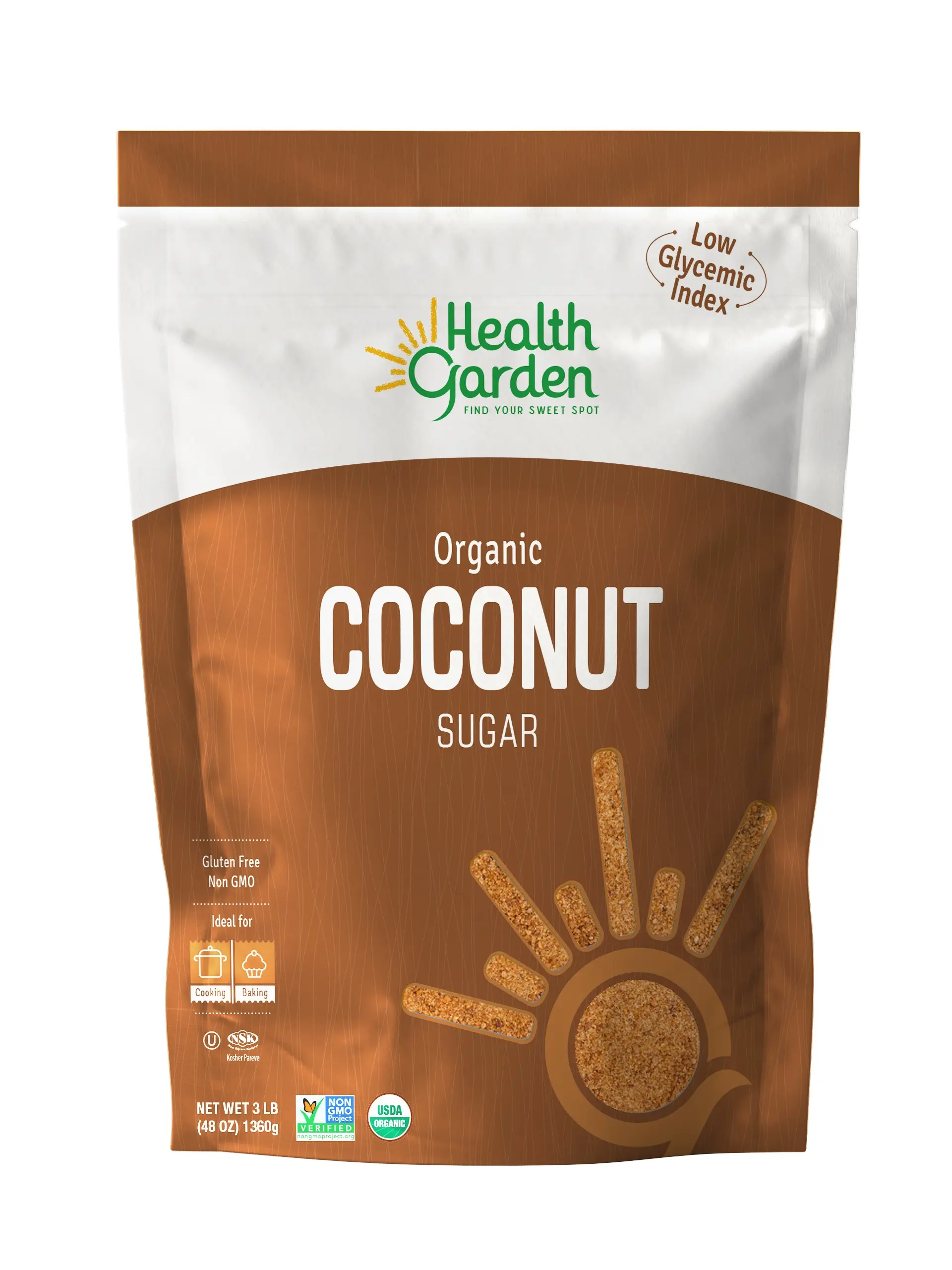 Health Garden Organic Coconut Sugar - Rich Flavor and Sweetness, 3 lbs