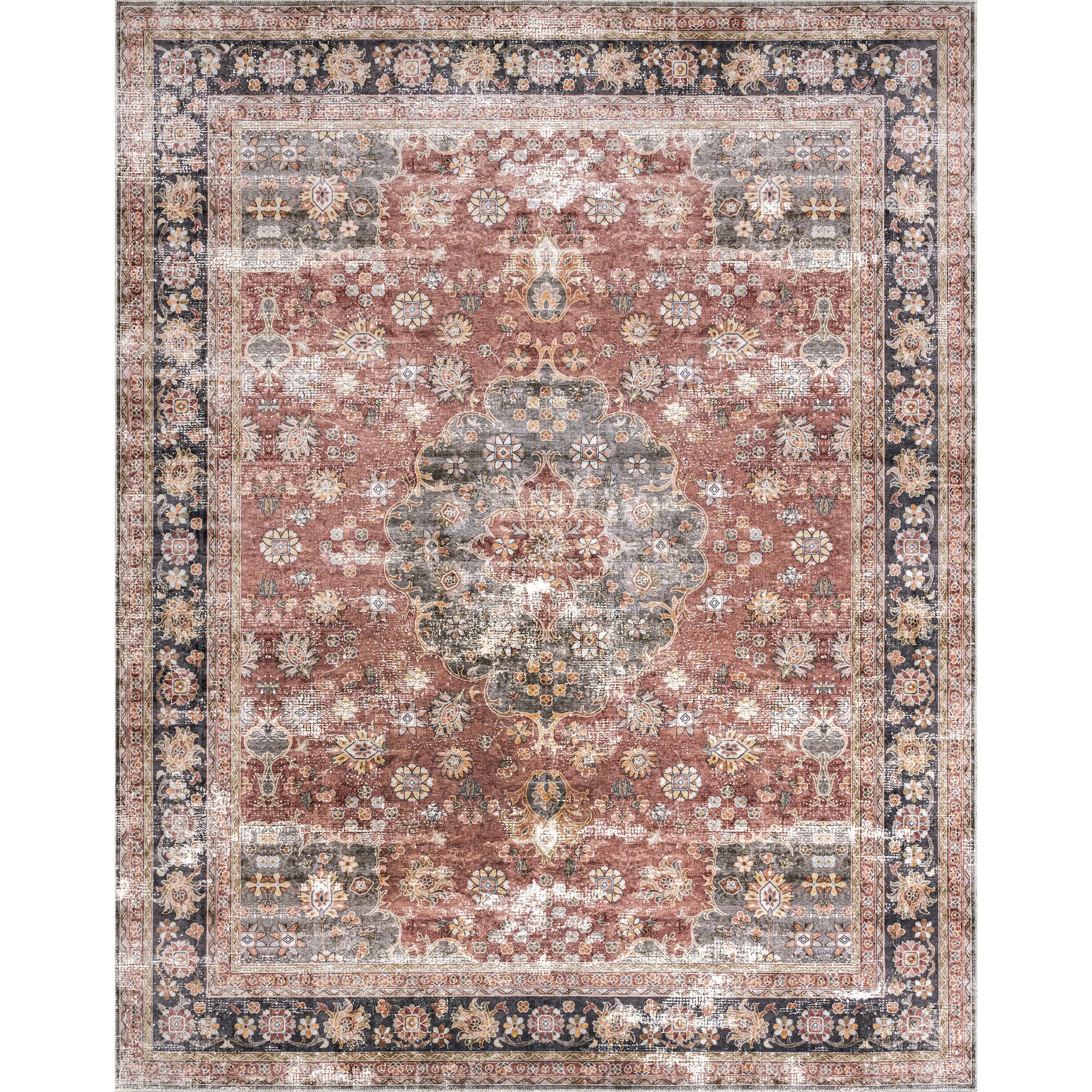 Emelina Traditional Persian Machine Washable Area Rug