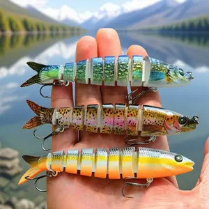 Hard Plastic Fishing Lure Set 8-Joint Swimbait Realistic Fish Design Saltwater Freshwater with 6# Hooks 19g 0.67oz 5.31in 13.5cm for Bass Trout Fishing Tackle Lures High Sensitivity Long Cast Baits
