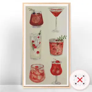 Drinks Pattern Cross Stitch Kit, 1 Set DIY Frameless Printed Canvas Cross Stitch Set, Handcrafted Wall Art Decoration for Home