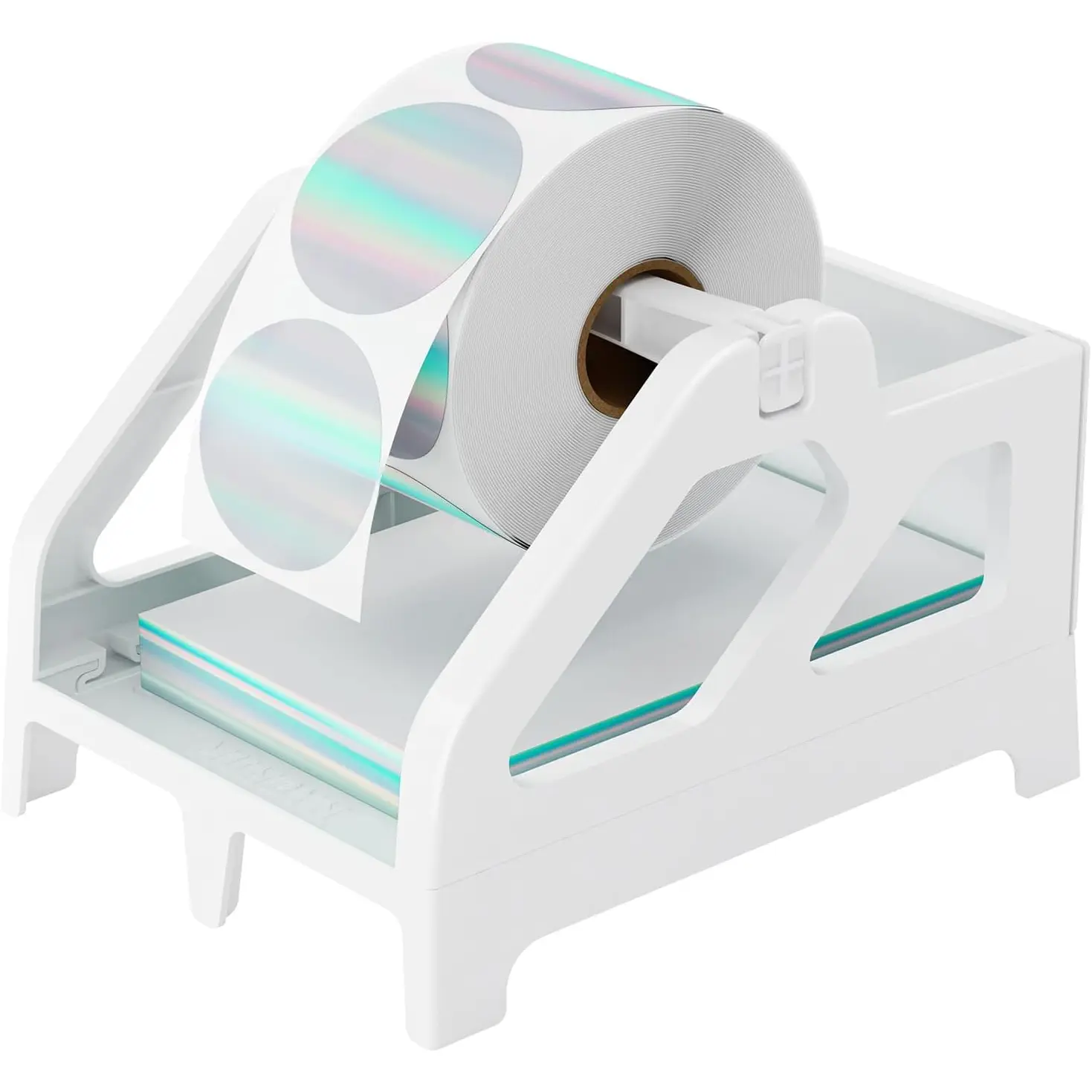 Label Holder for Rolls and Fan-Fold Labels, Thermal Sticker Roll Holder for Desktop Thermal Printer Shipping Supplies Industrial Paper, White