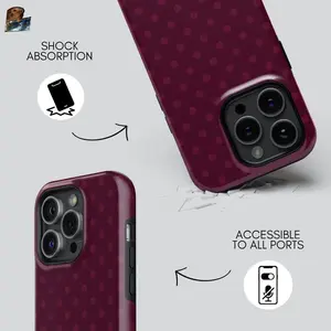 Burgundy Polka Dot Phone Case, Suitable for IPhone17 ProMax, 16Promax, Pro, Plus, 15, 14, 13,12. Stylish Design, Shockproof Protective Case, Smartphone Case, Phone Cover, Gift for iPhone17 ProMax