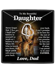 To My Daughter From Dad Forever Love Never Forget Necklace- Heart Pendant Jewelry for Daughter, Birthday Christmas Present -Father Daughter Gift