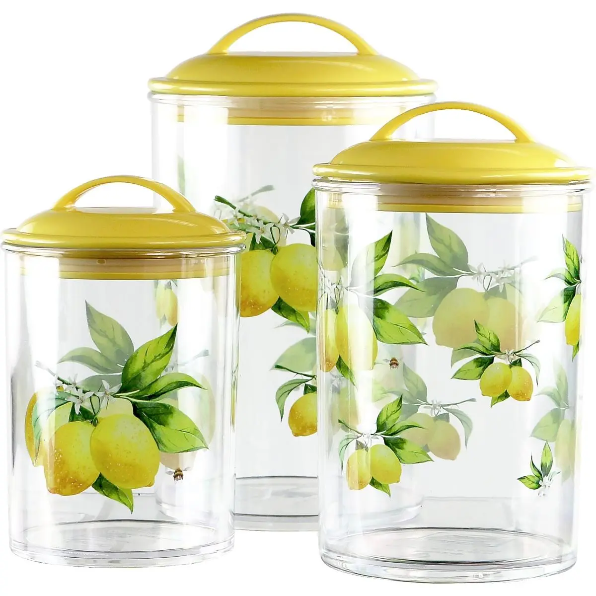 212 MAIN Calypso Basics by Reston Lloyd Airtight Transparent Acrylic Food Storage Containers with Lids - 3-Piece Multi-Size Set, Kitchen Jars for Home Organization, Jar