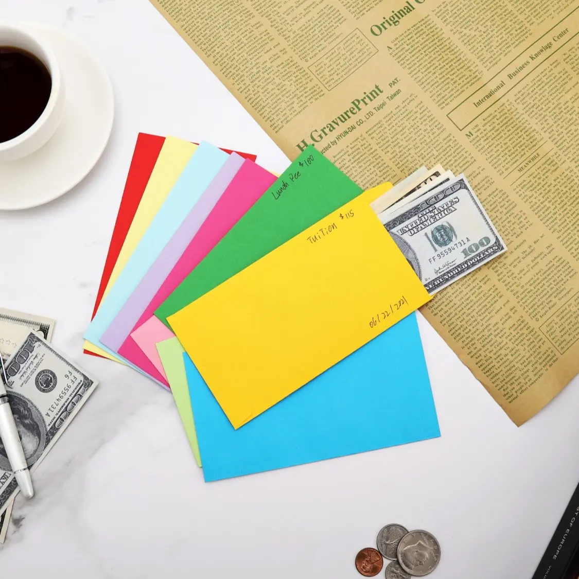 50 Piece Budget Cash Envelope Set, Money Envelopes, Cash Envelope System, Perfect for Packing Money Coins Tickets Gift Cards, Ideal for Storage and Organization