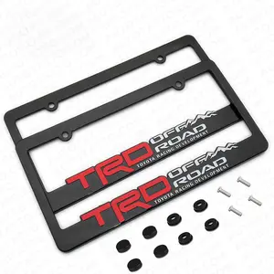 2-Pack TRD-Style Off-Road License Plate Frames with Mounting Brackets – Matte Black ABS Frame for Toyota Tacoma, Tundra, 4Runner, FJ Cruiser| Universal Fit, No-Drill Install